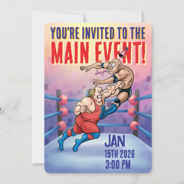 Pro Wrestling Födelsedags Main Event Inbjudningar (Framsida)