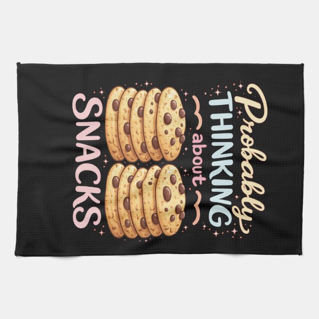 Probably Thinking About Snacks Funny  Cute Kitchen Kökshandduk (Horisontell)