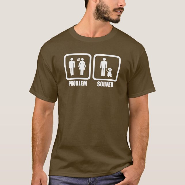 Problem löst gå för hund tee shirt (Framsida)