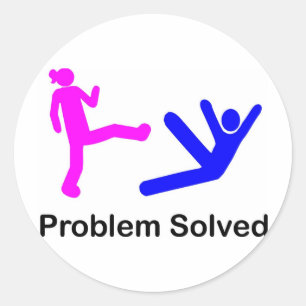 Problem löst runt klistermärke