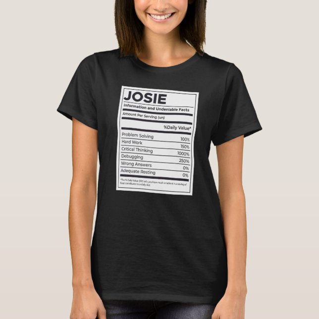 Problem med Josie Nutrition Information Solution H T Shirt (Framsida)