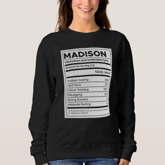Problem med Madison Nutrition Information Problema T Shirt (Framsida)