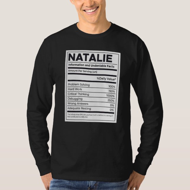 Problem med Natalie Nutrition Information Problem  T Shirt (Framsida)