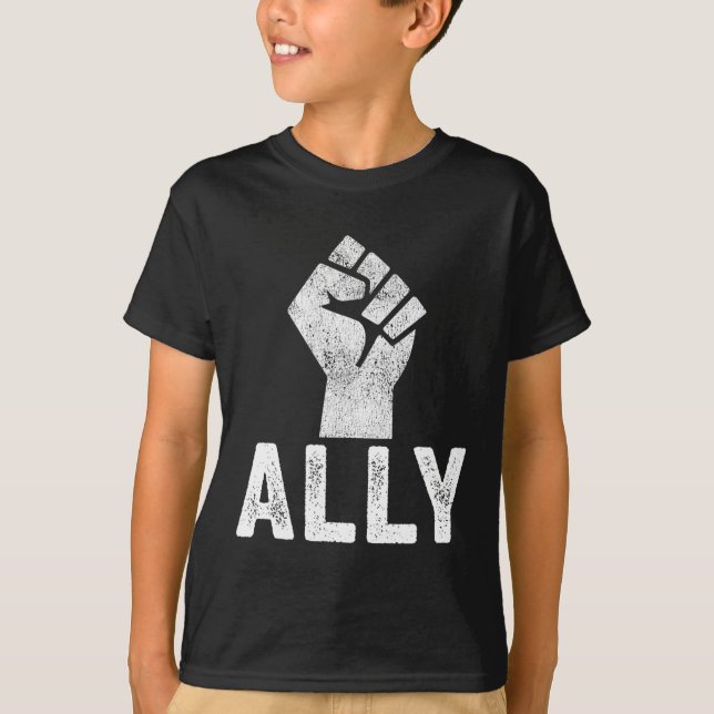 Problem med svarta liv Ally Fist Blm Support T Shirt (Framsida)