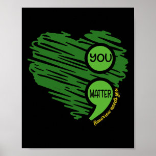 Problem Semiolon Heart Retro Mental Health Awaren Poster