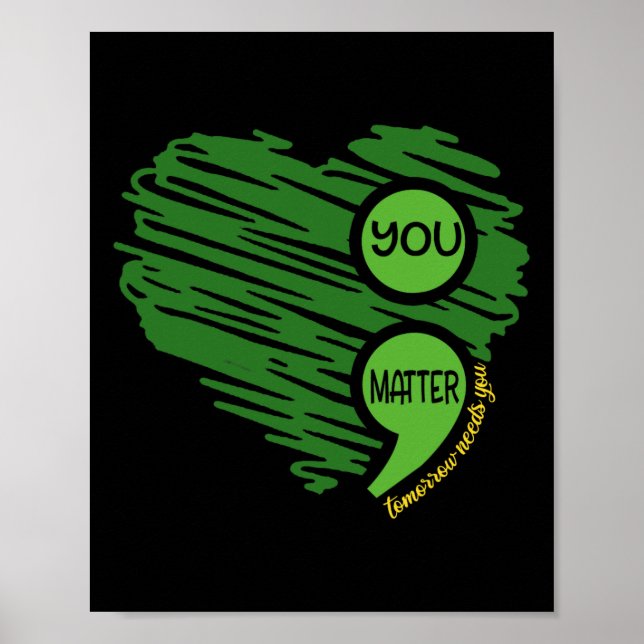 Problem Semiolon Heart Retro Mental Health Awaren Poster (Framsidan)