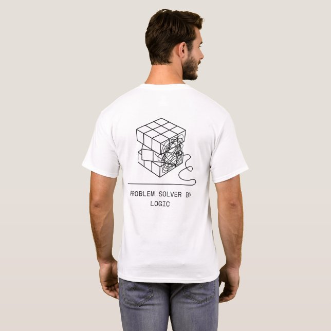 Problem Solver By Logic | Minimalist Rubik's Cube T Shirt (Hel baksida)