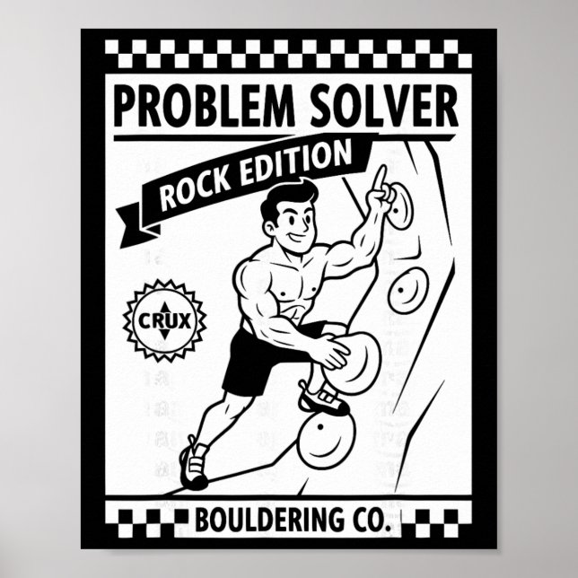 Problem Solver Rock Edition Climbing Wall Fun  Poster (Framsidan)