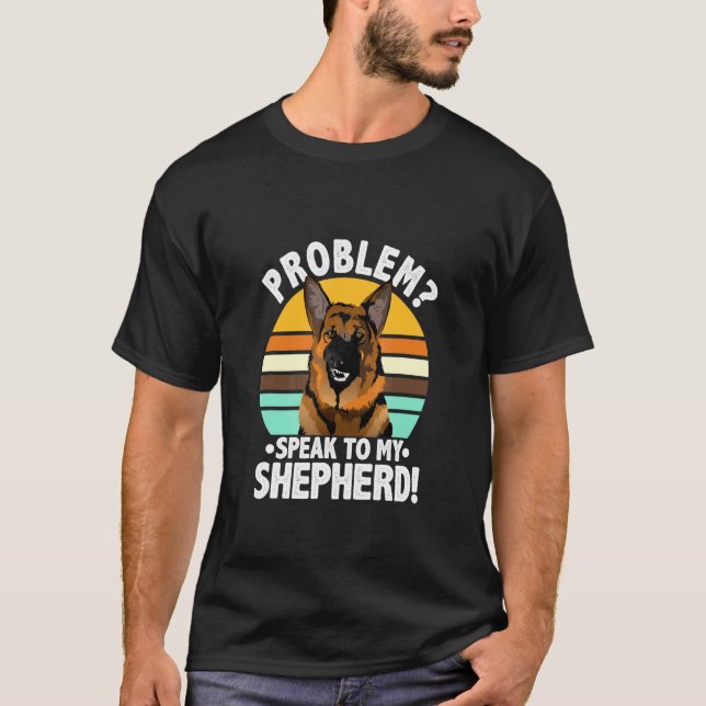 Problematisk tysk schäferhund vintage retro t shirt (Framsida)