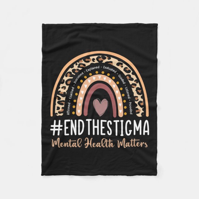 Problemen stoppar Stigma Awareness Boho Rainbow Fleecefilt (Framsidan)