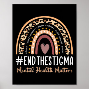 Problemen stoppar Stigma Awareness Boho Rainbow Poster