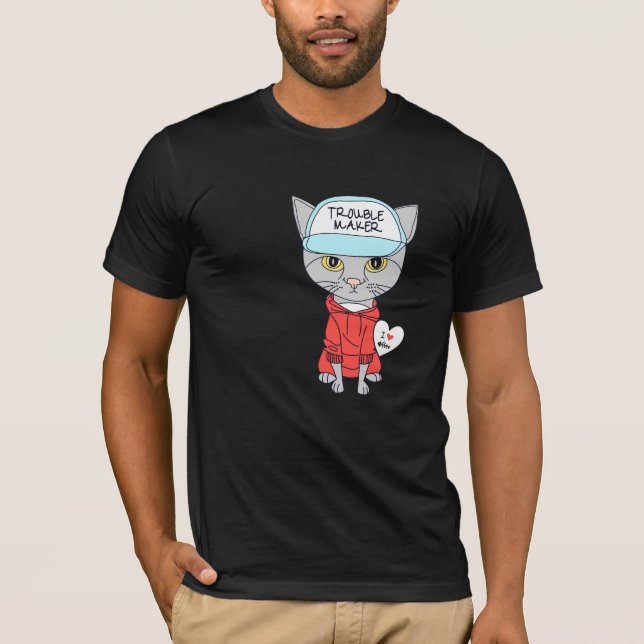 problemskapande kattälskare t shirt (Framsida)