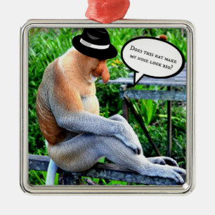 Proboscis Monkey... gör det här min näsa... Julgransprydnad Metall