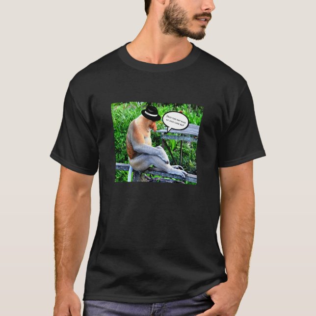 Proboscis Monkey med en hatt T-shirt (Framsida)