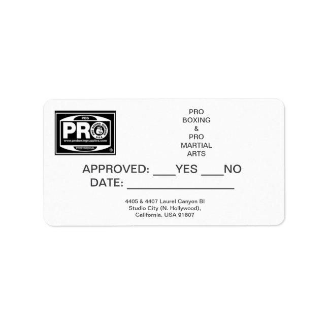#PROBOXING & #PROMARTIALARTS ADRESSETIKETT (Framsidan)