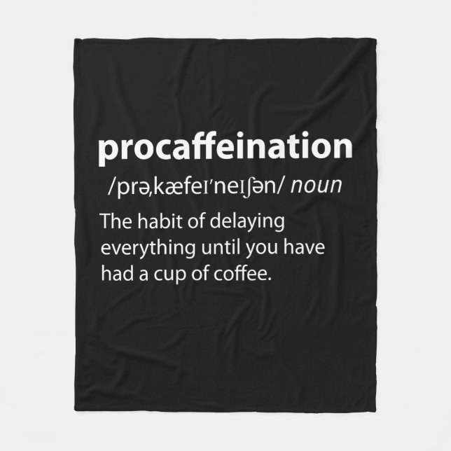 Procaffeination Funny Dictionary Definition Fleecefilt (Framsidan)