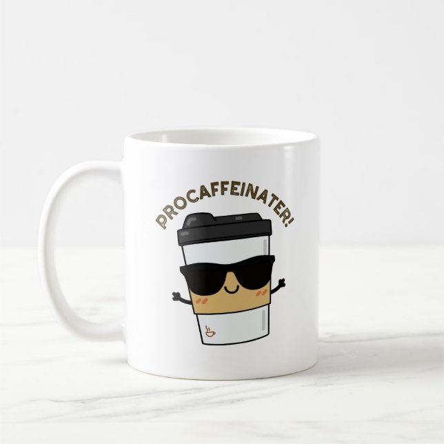Procaffeinator Funny Caffeine Coffee Pun Kaffemugg (Vänster)