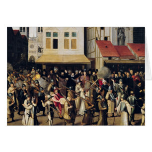 Procession av den heliga ligan i 1590 hälsningskort