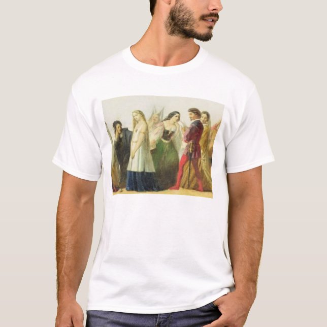 Procession av tecken från Shakespeare (olja på T-shirt (Framsida)