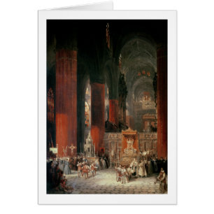 Procession i den Seville domkyrkan, 1833 (olja på Hälsningskort