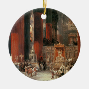 Procession i den Seville domkyrkan, 1833 (olja på Julgransprydnad Keramik
