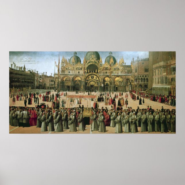 Procession på St. Mark's Square, 1496 Poster (Framsidan)