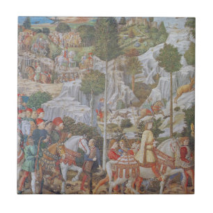 Processionen av magina vid Gozzoli circa 1459 Kakelplatta