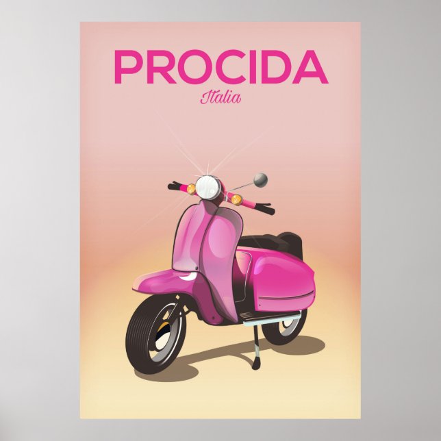 Procida Italien scooter semester affisch (Framsidan)