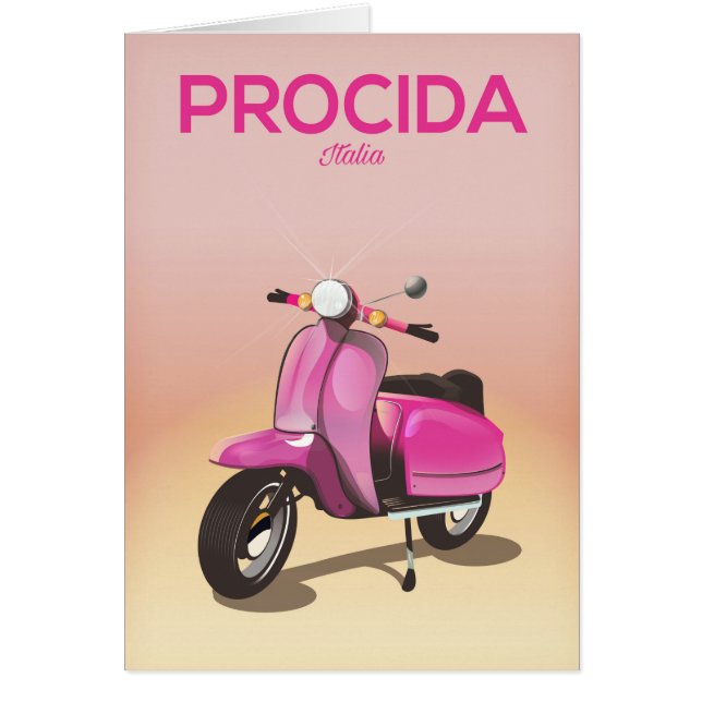Procida Italien scooter semester affisch Hälsningskort (Framsidan)