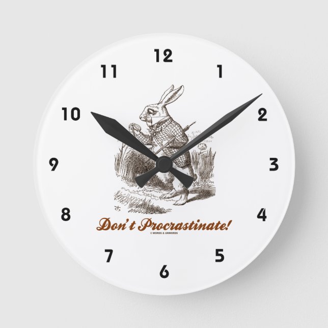 Procrastinate! White Rabbit Watch Wonderland Rund Klocka (Framsida)