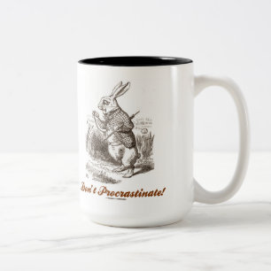 Procrastinate! White Rabbit Watch Wonderland Två-Tonad Mugg