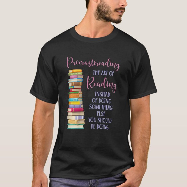 Procrastination Book Reader for Women and Kids T Shirt (Framsida)
