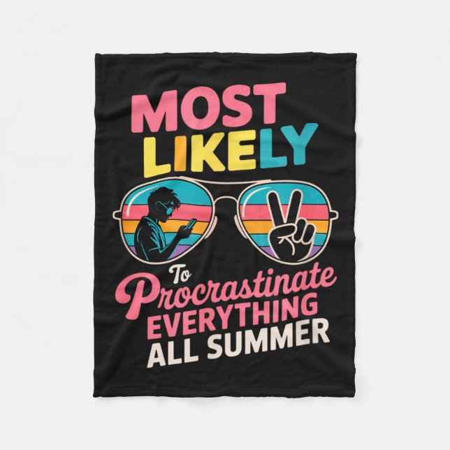 Procrastinator Gift Funny Summer Quote Lazy Lifest Fleecefilt (Framsidan)