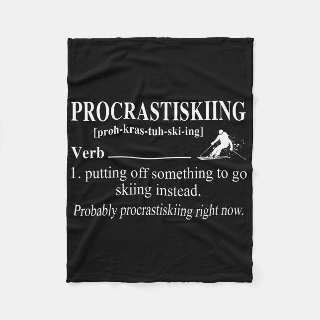 Procrastiskiing Definition Skidåkning Vintersporte Fleecefilt (Framsidan)