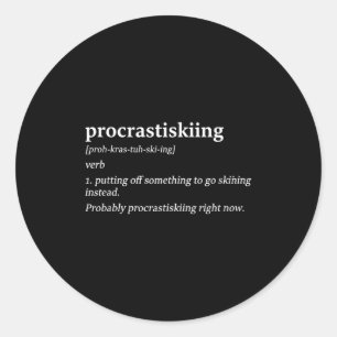 Procrastiskiing definition skidor humor rolig skid runt klistermärke