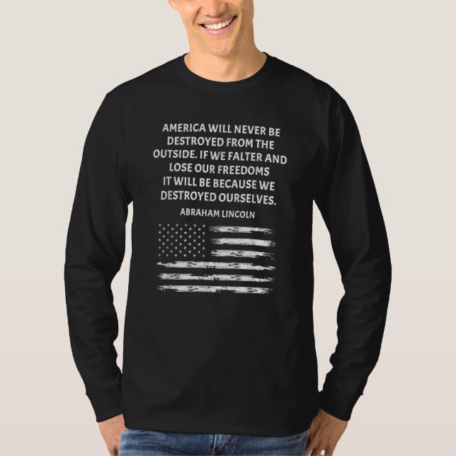 ProDemokrati Abraham Lincoln Quote står upp för F T Shirt (Framsida)
