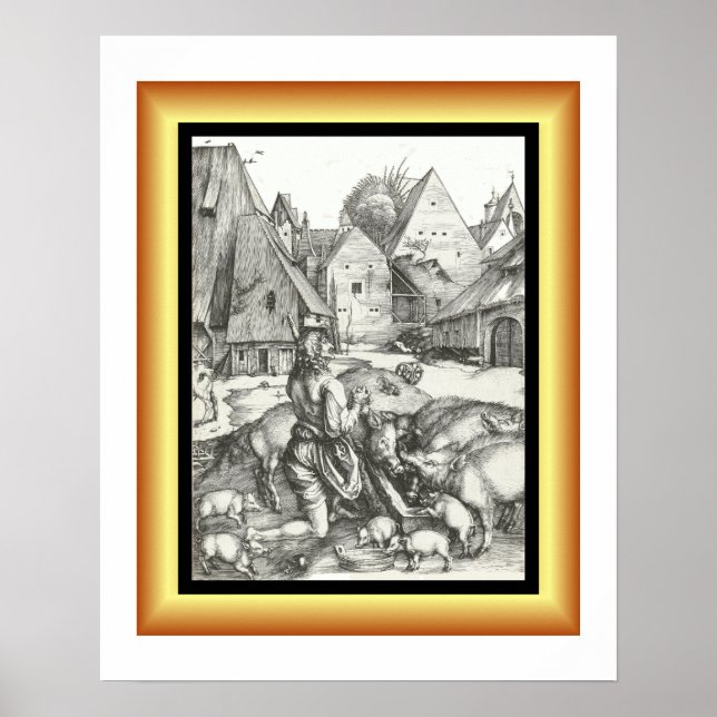 Prodigal Son ~ Engrave 1497 av Albrecht Dürer ~ Poster (Framsidan)