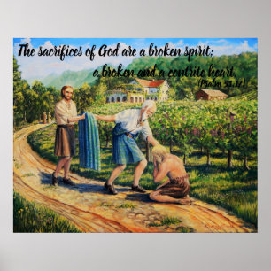 Prodigal Son, förlåtelse, vingård, Psalm 51:17 Poster