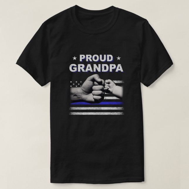 Prodis Grandpa Police Thin Blue Line Flagga D T Shirt (Design framsida)
