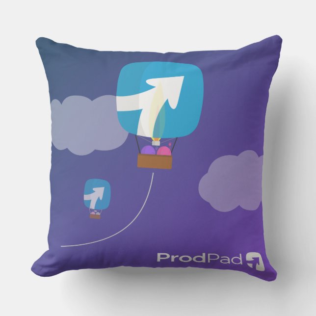 ProdPad 'upp, upp och Away Kudde (Framsida)