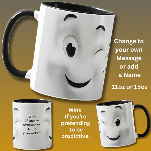 Productive? Add Name Message, Expressive Face Mugg (Skapare uppladdad)