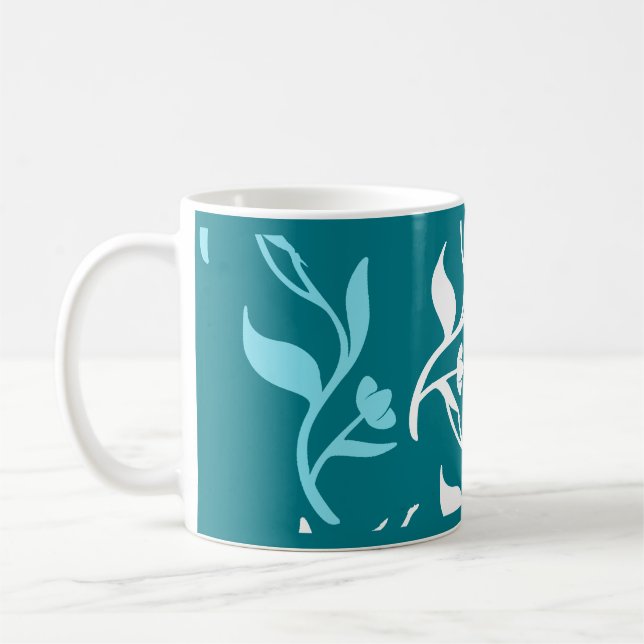 Produkt av Turkos White Löv Mönster Kaffemugg (Vänster)