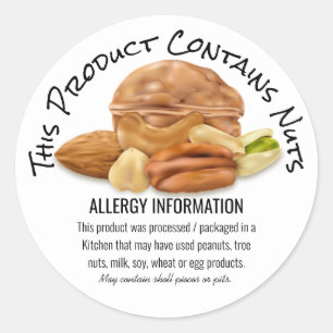 Produkt för varning av peanut Nöt Allergy Warning Runt Klistermärke