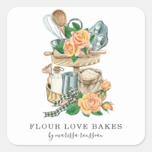 Produktetikett för Baker Pastry Chef Bakers Verkty Fyrkantigt Klistermärke