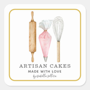 Produktetikett för bakverk Chef Baking Utensils Pr Fyrkantigt Klistermärke