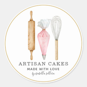 Produktetikett för bakverk Chef Baking Utensils Pr Runt Klistermärke