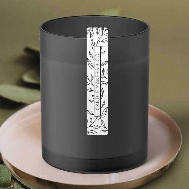 Produktetikett för botaniskt Blommigt Tamper-bevis Klistermärke (Minimalist black and white floral product label - great to use as a tamper-proof product seal label)