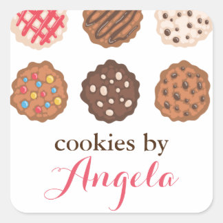 Produktetikett för cookies för kundbakeri för cute fyrkantigt klistermärke