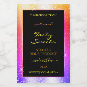 Produktetikett för Glitter Ram i flera färgade Gni Mat Etikett
