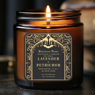 Produktetikett för guld Black Gothic Vampire Candl Fyrkantigt Klistermärke